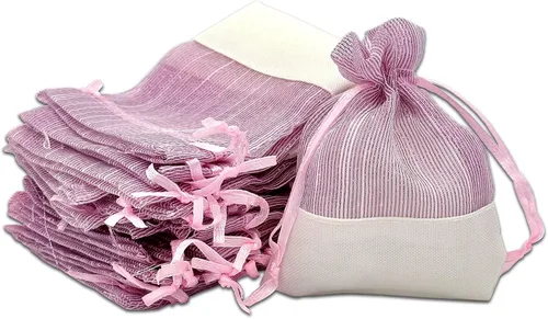 Miniatura 23 de TheDisplayGuys For Your Modern Living Paquete de 24 bolsas de regalo de lino y organza negra con cordones (XS 3 x 4), recuerdos de fiesta, muestras