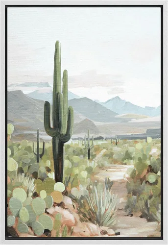 Miniatura 31 de SIGNFORD Lienzo enmarcado para pared, camino del desierto con cactus, naturaleza silvestre, ilustraciones modernas, arte decorativo, rústico