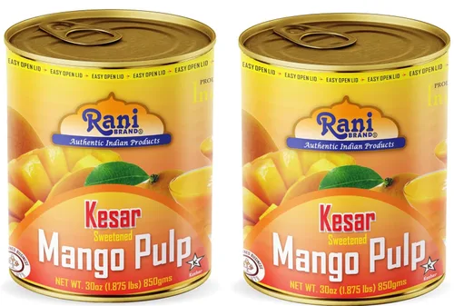 Miniatura 15 de Puré de pulpa de mango Rani (hace batidos de mango Lassi) Alphonso endulzado 30 onzas (1.875 libras) 29.98 oz ~ Kosher Todo natural Sin OMG