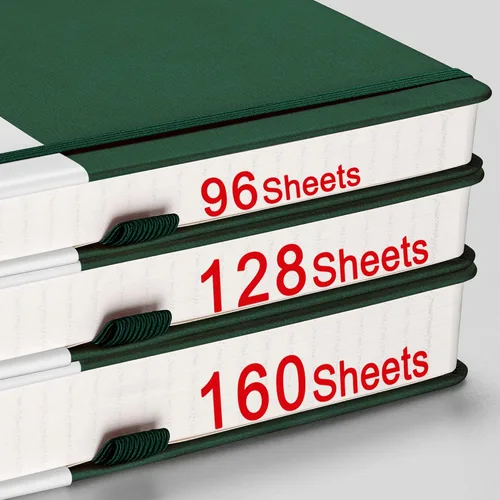 Miniatura 3 de AHGXG Cuaderno de papel cuadriculado - 320 páginas cuaderno de cuadrícula A5, papel cuadriculado grueso de 100 g/m², tapa dura de cuero, bolsillo