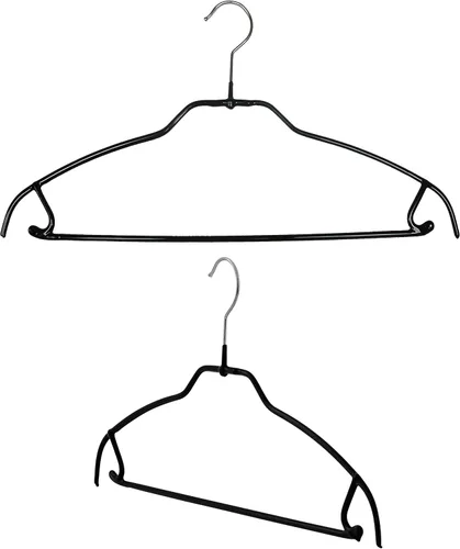 MAWA Clothes Reston Lloyd Silhouette Series - Percha antideslizante para ahorrar espacio con barra para pantalones y ganchos para falda, estilo Negro