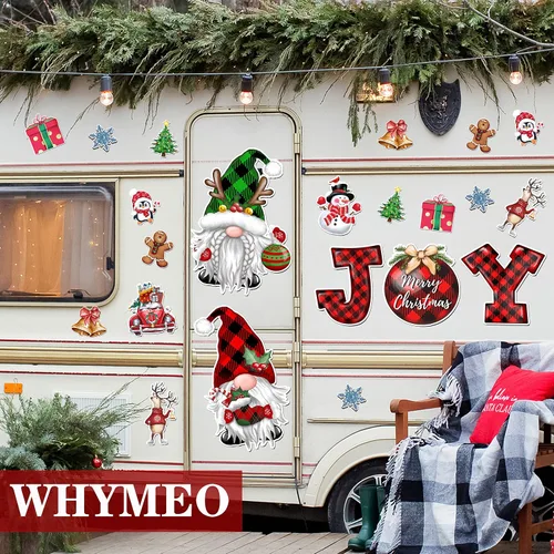 Miniatura 7 de Imanes de Navidad para refrigerador, 14 unidades, gnomo alegre, nevera, coche, puerta de garaje, calcomanías magnéticas para decoración