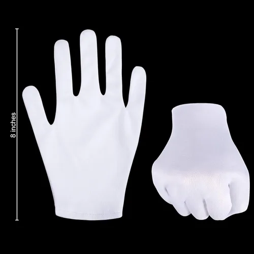 Miniatura 2 de Zhehao 48 guantes de algodón blanco suaves y elásticos de gran tamaño, guantes de algodón de trabajo, joyería de moneda, inspección de plata, forro