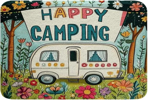 Miniatura 37 de Erosebridal Happy Camping - Tapete de baño para cámper, autocaravana, auto, alfombra de baño marrón de granja 3D, alfombra de baño con patas