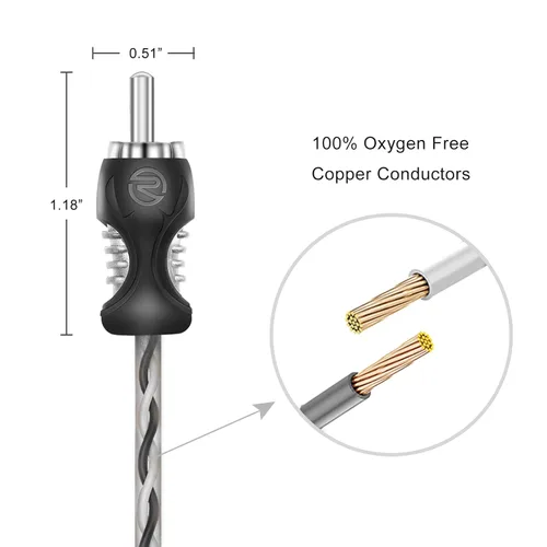 Miniatura 2 de RECOIL RCI66 Cable de audio RCA de 6 canales 99.99% de cobre libre de oxígeno de 6 pies, par trenzado con reducción de ruido