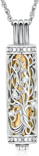 Miniatura 42 de shajwo Joyería de cremación cilíndrica, collar de cenizas de urna del árbol de la vida para mujeres y hombres, vial de cremación de cenizas