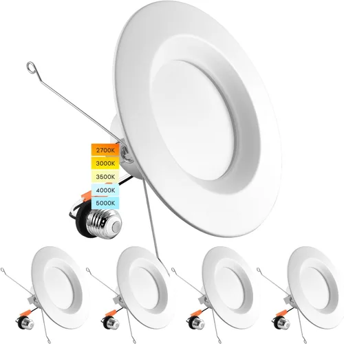 LUXRITE Luz LED empotrable retrofit de 5/6 pulgadas, 14 W = 90 W, CCT seleccionable por color 2700 K | 3000 K | 3500 K | 4000 K | 5000 K, luz de