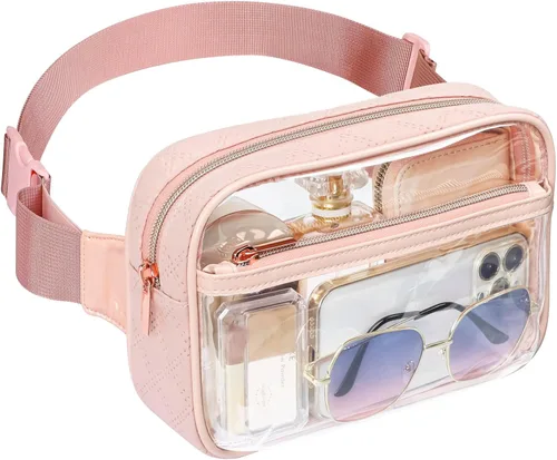 Packism Riñonera transparente Bolsa de cinturón transparente aprobada para estadios para mujeres y hombres, tamaño grande, bolsa de cintura