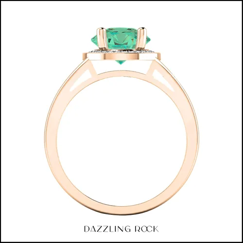 Miniatura 43 de Dazzlingrock Collection Anillo de compromiso redondo de 0.276 in con halo de diamante blanco y vástago dividido para ella en oro macizo de 14