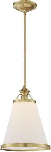 Savoy House 7-130-1-63 Ashmont - Lámpara de techo colgante de cristal de ópalo blanco vintage, 1 luz de 60 vatios, 21 pulgadas de alto x 13 pulgadas