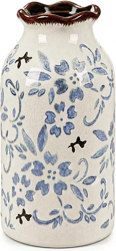 Jarrón azul de cerámica china para decoración de mesa de mesa azul y blanca de porcelana azul y blanca