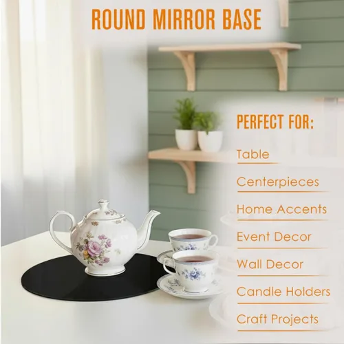 Miniatura 5 de Houseables Mirror Centerpieces for Tables, Round Mirrors for Centerpieces, Mirrored Trays, Round Table Plate Tray, Circle, Glass Charger, Wedding