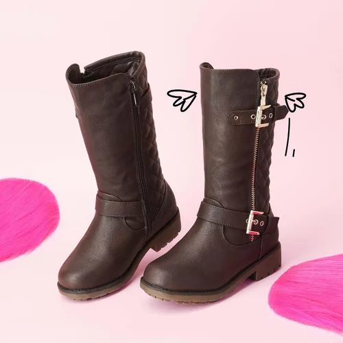 Miniatura 3 de DREAM PAIRS - Botas de invierno para montar en motocicleta para niñas, con forro de piel sintética, altura hasta la rodilla, tallas ToddlerLittle
