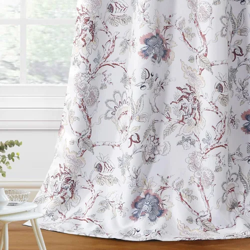 Miniatura 16 de H.VERSAILTEX Cortinas opacas de 63 pulgadas de largo, juego de 2 paneles de cortinas con estampado floral para sala de estar, cortinas de ventana