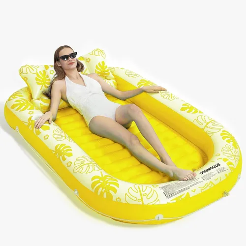 Miniatura 12 de Flotador Inflable para Piscina de Bronceado con Almohada Cervical - Flotadores de Piscina para Adultos para Tomar el Sol, Patio Trasero, Fiesta