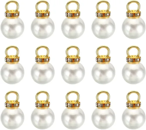 Miniatura 23 de PATIKIL 100 cuentas de perlas de perlas de imitación con diamantes de imitación DIY para hacer joyas, pulseras y aretes Plateado blanco
