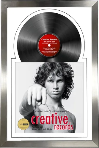 Miniatura 10 de Creative Picture Frames Marco para discos de Jukebox de 16 x 24 pulgadas con acabado de acero inoxidable de 12 pulgadas con doble paspartú blanco