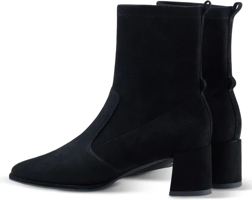 Miniatura 5 de 7or9 Botines de tacón medio para mujer con suela de lengüeta Chelsea Fashion Go Go Botas hasta la rodilla Botas de tacón grueso de lana - Negro
