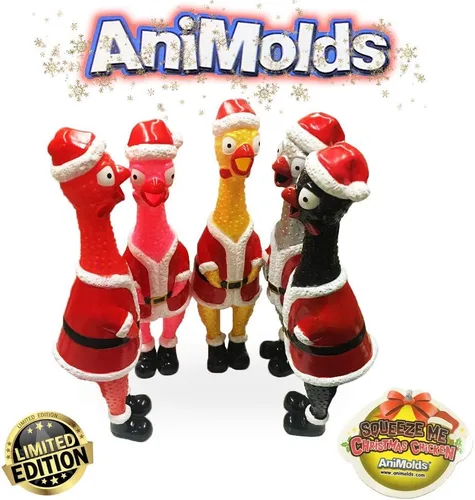 Miniatura 5 de Squeeze Me Christmas Chicken - Divertido juguete de pollo de goma que grita para niños, juguete chirriante El relleno perfecto para niños y adultos