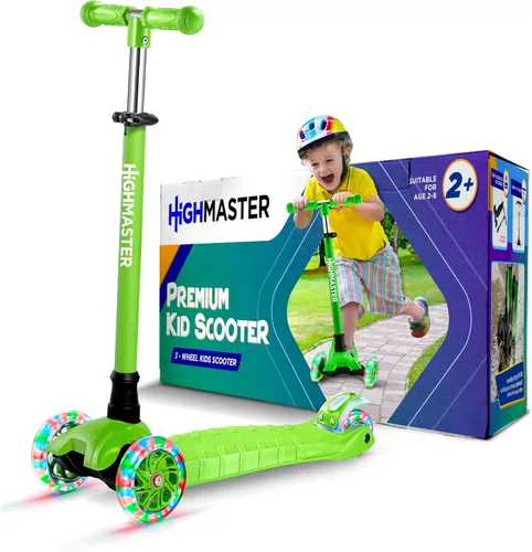 Miniatura 10 de HighMaster - Patinete para niños – Patinete de 3 ruedas para niños y niños pequeños – Manillar ajustable con luces LED en las ruedas – Diversión