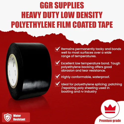 Miniatura 2 de GGR Supplies LDPE-9R Cinta recubierta de polietileno de baja densidad resistente con adhesivo de goma, ideal para sellar y sellar. 36 yardas
