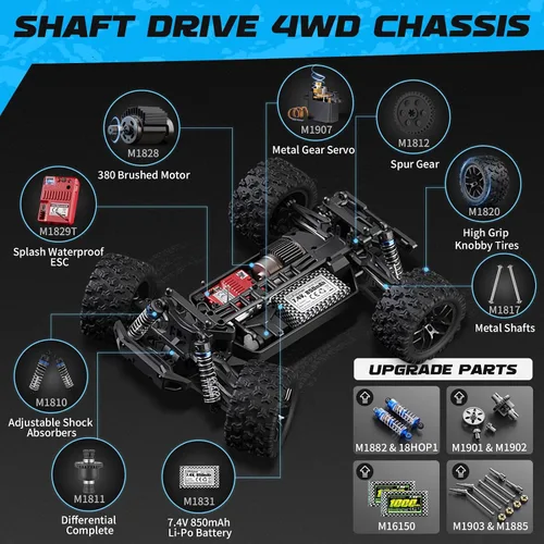Miniatura 5 de HBX 1:18 Auto a escala todo terreno a control remoto 18859E, 30+MPH alta velocidad 4WD vehículo eléctrico con controlador de radio de 2.4 GHz