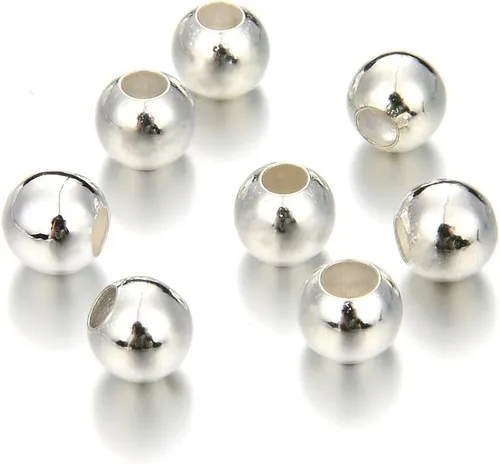CF87-3 - 1000 cuentas espaciadoras redondas sueltas y pequeñas de 0.118 in (0.12 pulgadas) de latón chapado en plata esterlina (agujero de 0.069