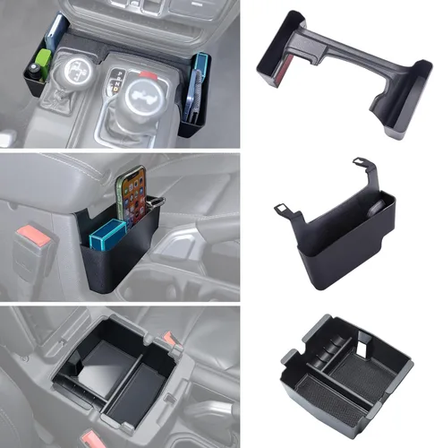 Bandeja organizadora de consola central de 3 piezas, compatible con Wrangler 2018-2025 y 2020-2023 2024 2025, organizador de cambios de engranajes,