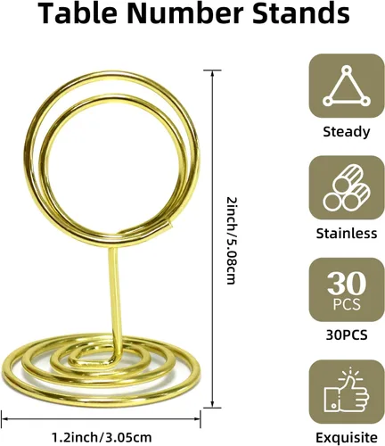 Miniatura 2 de Paquete de 30 soportes para tarjetas de mesa, soporte para tarjetas de fotos, clips de menú con nombres, soportes pequeños para letreros de mesa