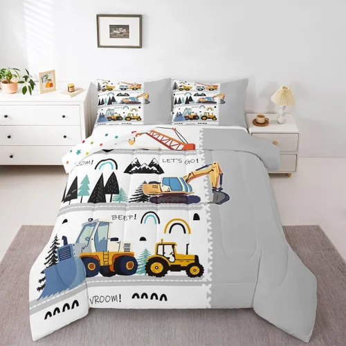 Miniatura 19 de Erosebridal Juego de ropa de cama de tren de dibujos animados para niños y niños, edredón de plumón de vehículos para niños, decoración