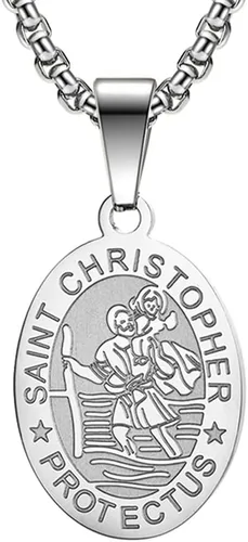 Miniatura 39 de Collar de patrón de santo, San Miguel/Virgen María/Rafael/Judá/Cristóbal/Benedicto/José/Patricio/Francisco/Florián/Tomás/Antonio, acero inoxidable