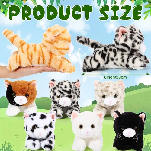 Miniatura 2 de Libima 8 piezas de animales de peluche de gato a granel de 8 pulgadas, gatitos de peluche, animales de gato, regalos de carnaval, regalos de fiesta