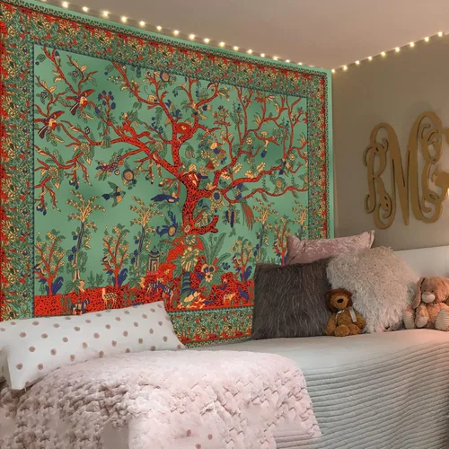 Miniatura 2 de Simpkeely Tapiz de árbol de la vida, decoración estética de mandala indio para colgar en la pared, teñido anudado, decoración de pared