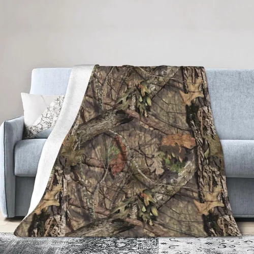 Manta de caza camuflaje forestal Funacola, manta de cama súper suave y cálida para sofá, dormitorio, oficina, coche, manta de franela de felpa