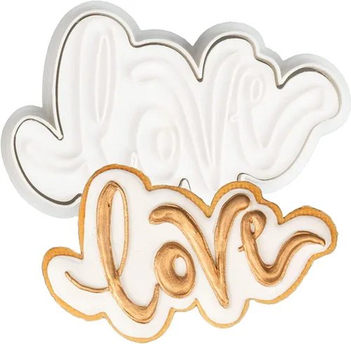 Miniatura 21 de Juego de 11 cortadores de galletas de amor con sello 3D de ácido poliláctico (PLA) para cocina, pastel, vestido de boda, formas de anillo de amor