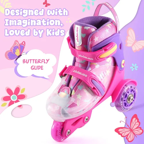 Miniatura 2 de Patines de Ruedas para Niños Principiantes - ZOOBLISS Patines de Ruedas para Niños Pequeños para Niños y Niñas de 3 a 7 Años con Ruedas que se Rosa