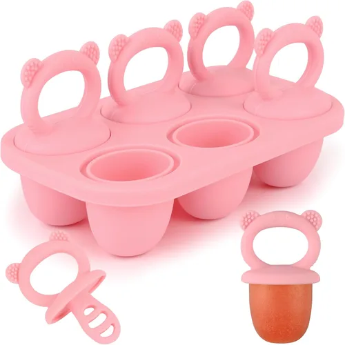 Sakolla Moldes de silicona para paletas de bebé con 6 cavidades, moldes para paletas de leche materna para aliviar la dentición, molde de paletas