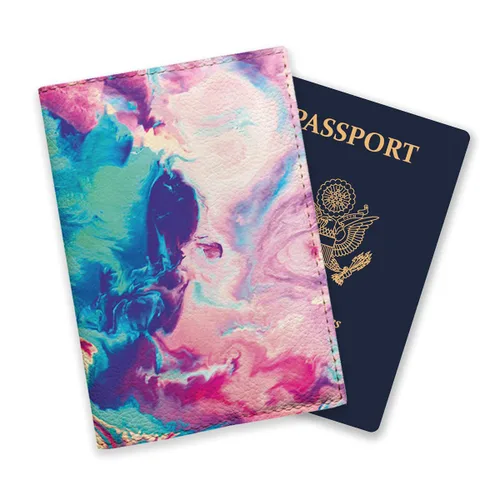 Miniatura 2 de Colorful smoke Pink Passport Holder for Women Eco Leather cover for Documents Birthday Gift Idea