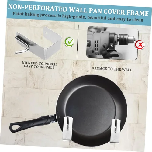 Miniatura 3 de Housoutil Organizador moderno de montaje en tapa de olla para cocina pequeña, gancho de metal, 2 piezas, superficie lisa