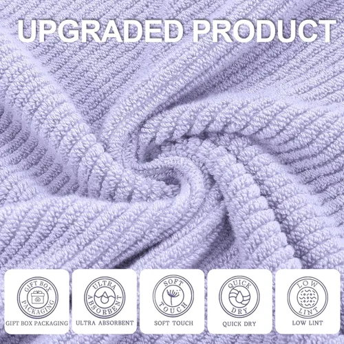 Miniatura 116 de VOOVA & MOVAS Toallas de mano blancas - 100% algodón Ligeras Gruesas Secado rápido Suaves Absorbentes, paquete de 4 piezas grandes de 18