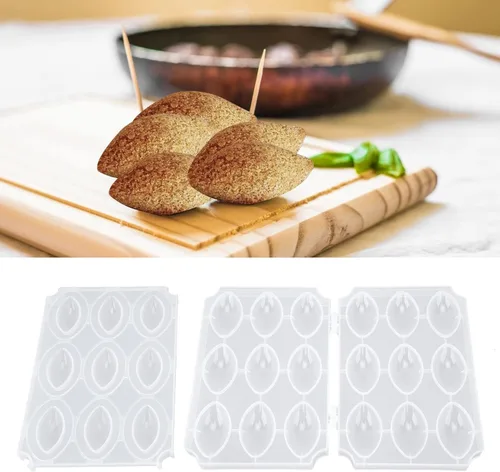 Miniatura 5 de Máquina para hacer albóndigas, 9 rejillas manuales de pastel de carne casera, procesador de albóndigas para postres de pasteles fritos (transparente)