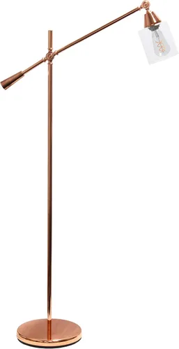 Miniatura 8 de Elegant Designs LF1030-BLK Lámpara de pie con pantalla de vidrio con brazo pivotante, color negro
