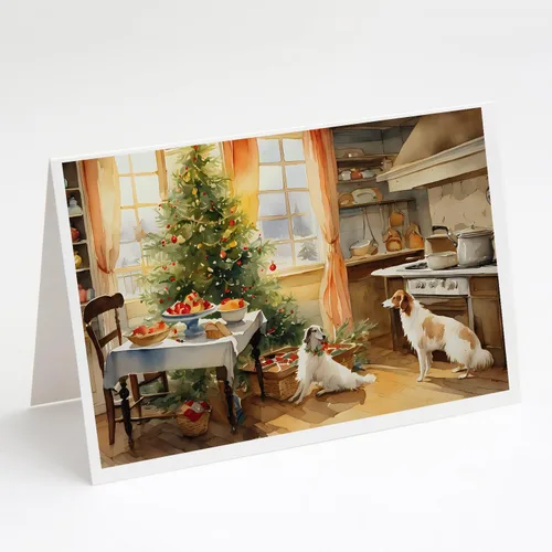 Miniatura 25 de Caroline's Treasures DAC3884GCA7P Paquete de 8 tarjetas en blanco de Navidad con galletas de husky siberiano Tarjetas de felicitación con sobres