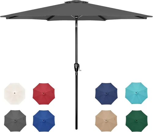 Miniatura 13 de Simple Deluxe - Paraguas de 9 pies para patio al aire libre, mesa de mercado, para jardín con botón de inclinación y manivela Turquesa