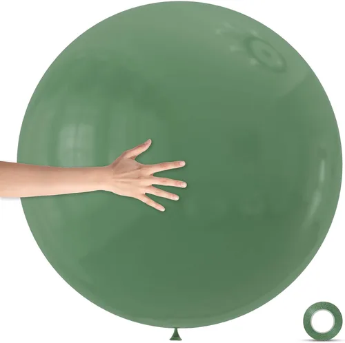 Miniatura 13 de 32 globos grandes de color verde claro de 18 pulgadas, globos redondos de látex grandes para decoración de cumpleaños y boda. C15-verde claro