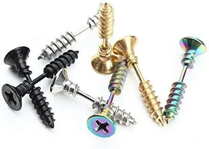 Miniatura 6 de BronaGrand 5 pares de aretes de aro unisex de acero inoxidable para hombre