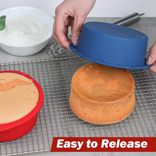 Miniatura 3 de Webake Molde para pasteles de 5 pulgadas para hornear moldes redondos antiadherentes, LFGB Platinum Silicon Air Freidora de aire Juego de 4