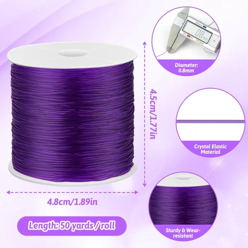 Miniatura 4 de PAXCOO 12 rollos de hilo elástico Crystal Tec para pulseras, cordón de hilo elástico para cuentas de 0.031 pulgadas, hilo de joyería para pulseras