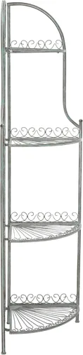 SAFAVIEH Outdoor Collection Abarrane - Estantería esquinera de hierro forjado de 4 niveles, estilo victoriano, color verde oscuro antiguo