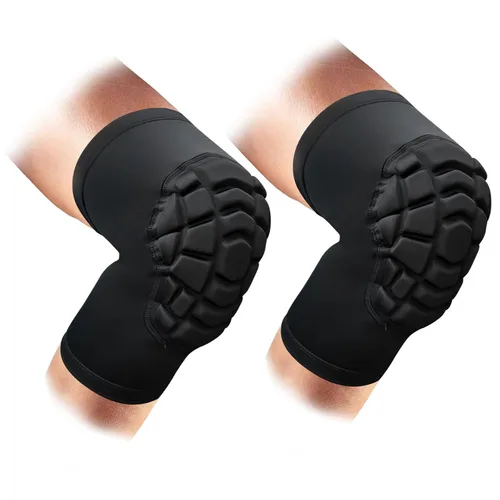 Rodilleras de Lucha Libre Manga Corta para Rodilla, 2 Piezas Manga de Compresión para Rodilla para Fútbol Americano, Baloncesto, Voleibol (Negro_M_2